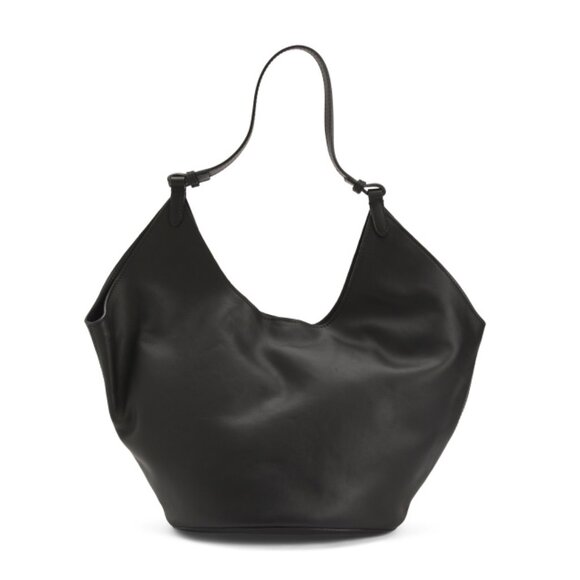 VIOLA CASTELLANI Black Made In Italy Leather Oval Bottom Hobo
